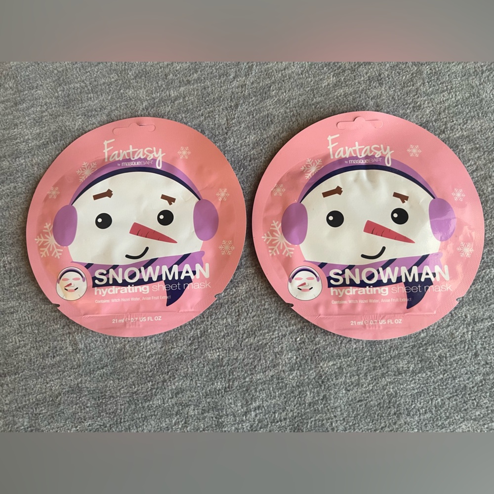 Fantasy by Masque Bar Snowman Hydrating Sheet Face Masks Set of 2 Skincare‎ DIY